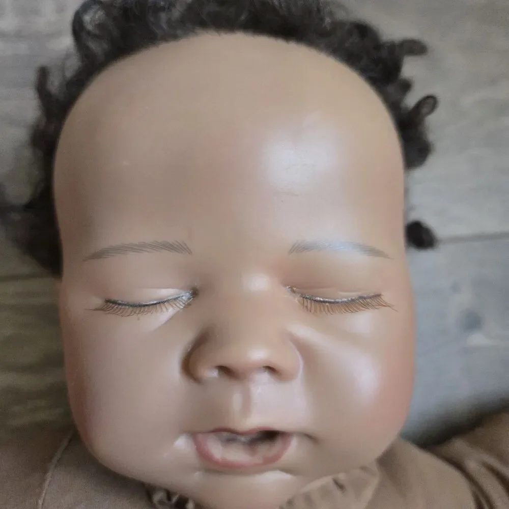 Ashton Drake Reborn Doll Marissa May Black Curly Hair Sleeping Vinyl 18